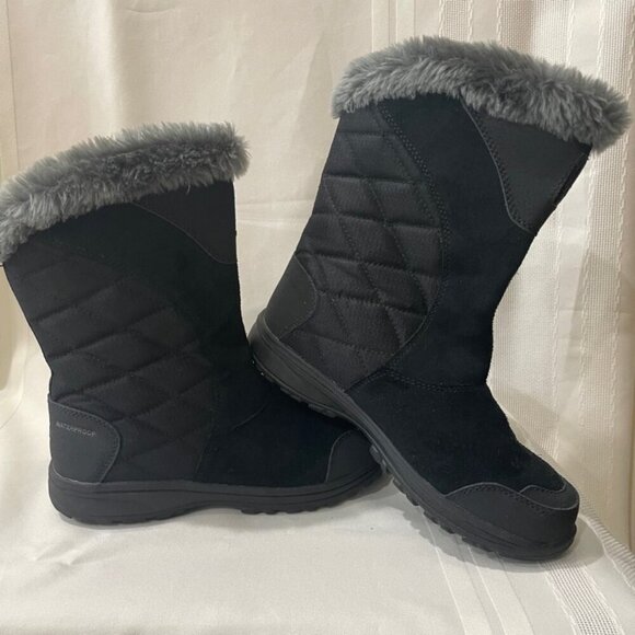 COLUMBIA BOOTS 200 GRAMS WINTER SNOW 
WARM COZY Sz 7 FAUX FUR/ LEATHER GOTHCORE - Picture 8 of 13